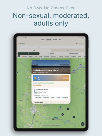 Nanitch: Nude Beach Social Map iPad screenshot