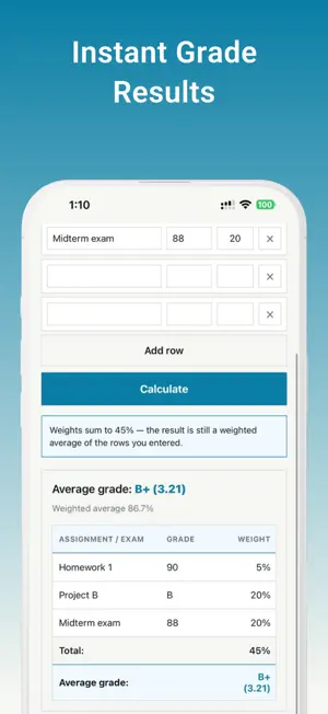Final Grades Calculator screenshot 2