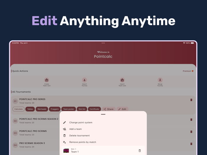 Pointcalc  Point Table Maker