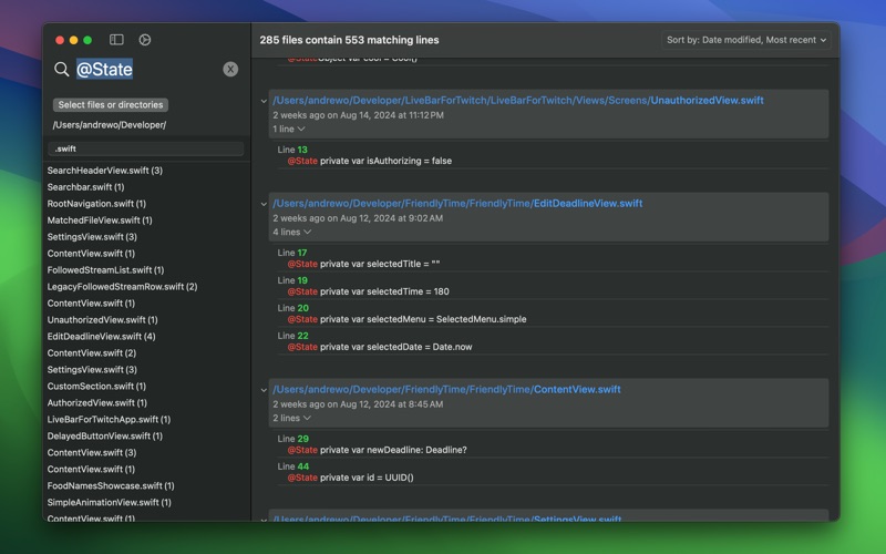 TextSearch app screenshot