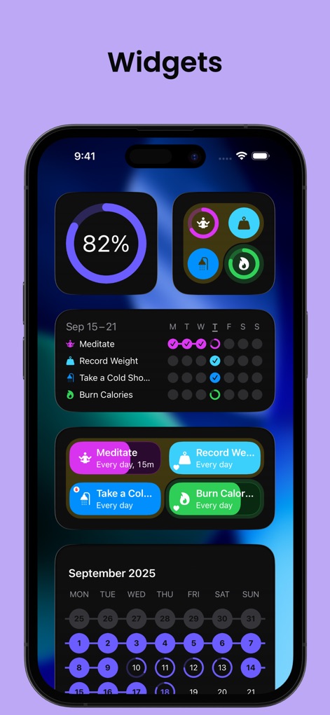 Grit: Daily Habit Tracker - Observe the convenience of home screen widgets, providing users with quick progress overviews and a glanceable list of their daily habits.
