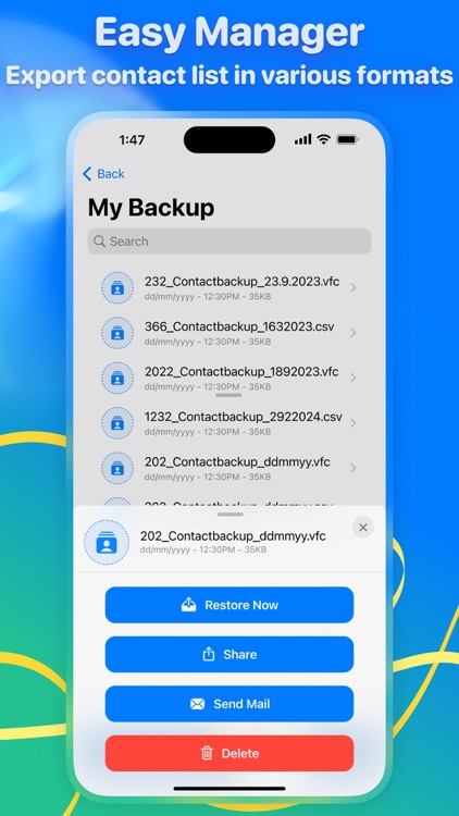 Contacts Backup. Restore.Clean