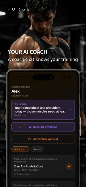 Forge: Gym Tracker & Coach screenshot 1