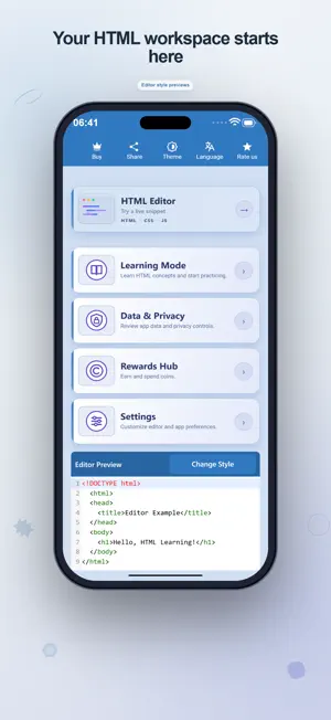 HTML Editor: Code & Preview screenshot 1