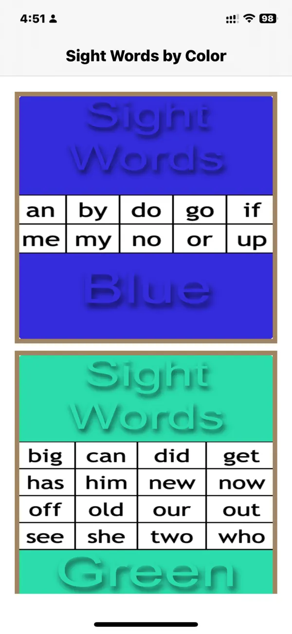 Screenshot #2 pour Sight Words by Color