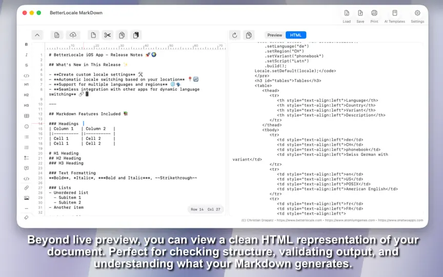 Captura de pantalla de BetterLocale MarkDown en iPhone 6