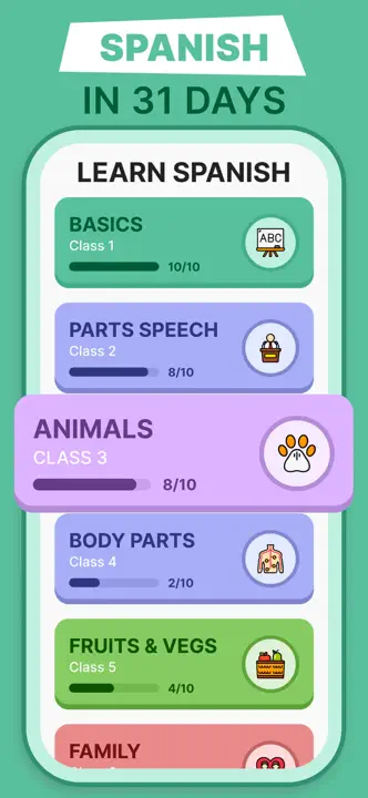 Learn Spanish for Beginnersのスクリーンショット（1/9）