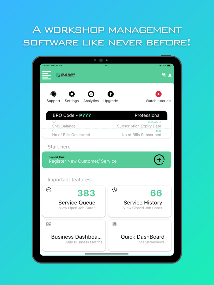 RAMP Garage- Workshop Software