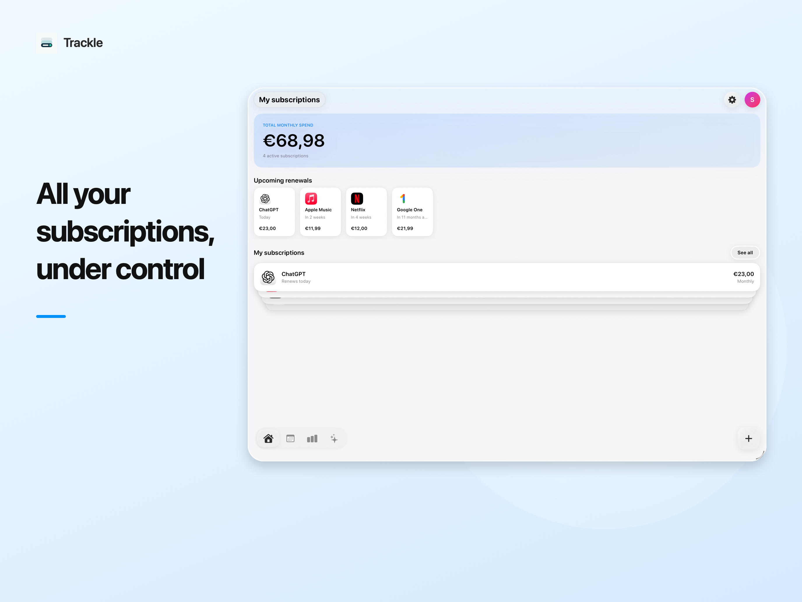 Trackle - Manage Subscriptions screenshot 6