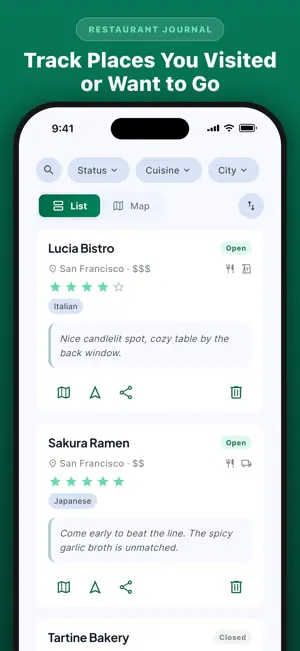 Dinny: Restaurant Tracker screenshot 1