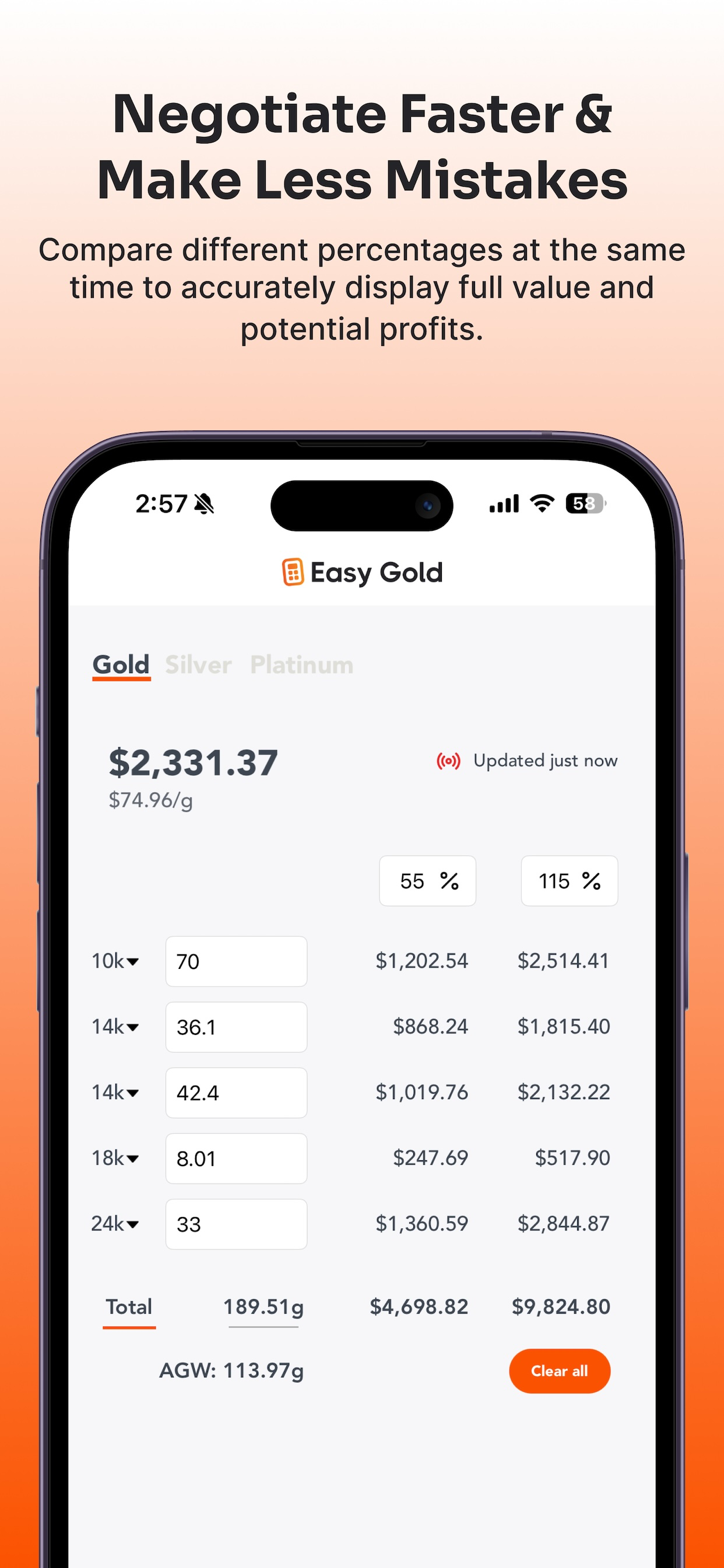 Easy Gold Calculator