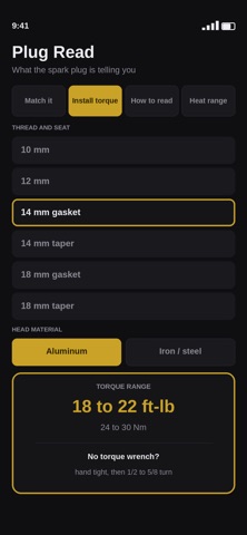 Spark Plug Reader iPhone screenshot