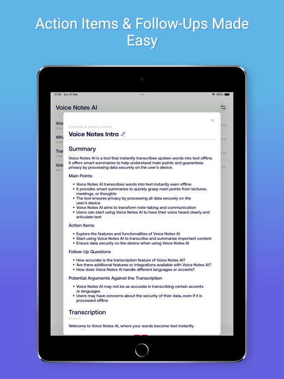 Screenshot #6 pour Voice Notes AI Live Transcribe