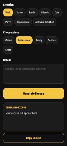 Excuse Generator Machine Screenshot 2 of 4