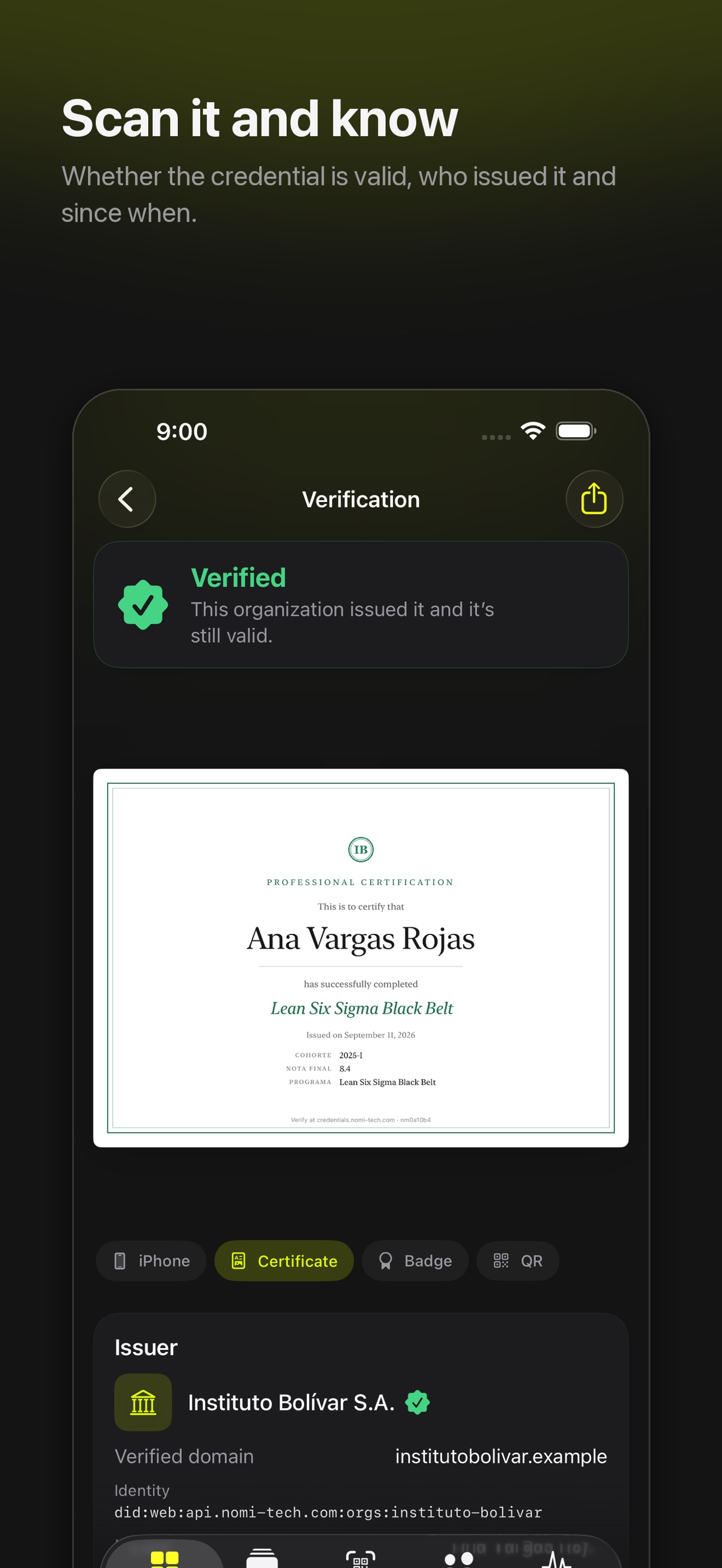Screenshot 2 of Nomi · Digital Credentials