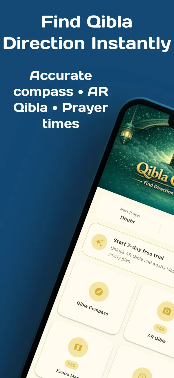 Screenshot #1 pour Qibla Compass AR & Prayer
