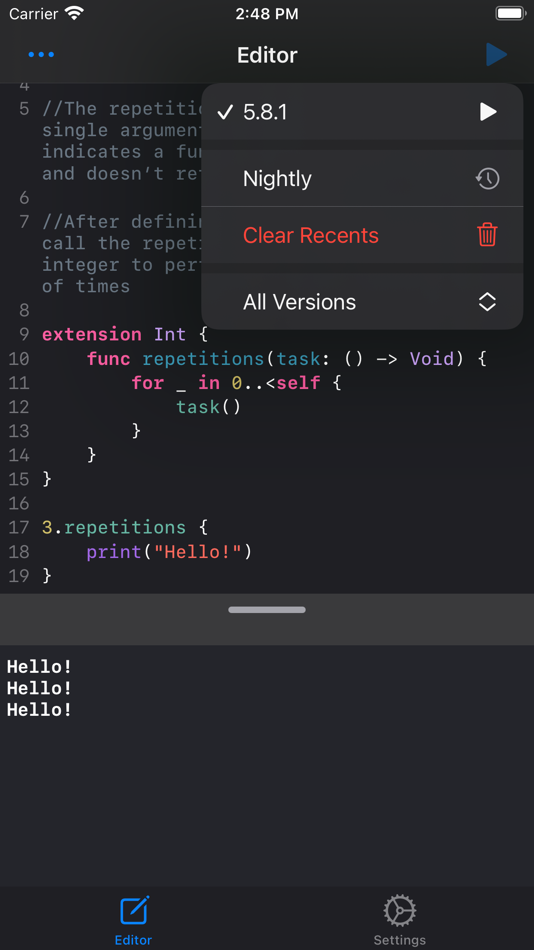 #2. Swifty Compiler: Swift IDE (iOS) Podle: Hassan Taleb