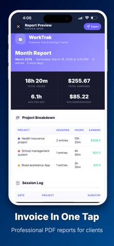 WorkTrak: Freelance Hours Log Screenshot 4 of 8