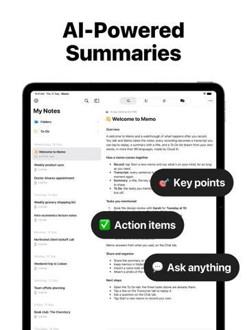 Memo - Transcribe Voice Notes iPad screenshot 3