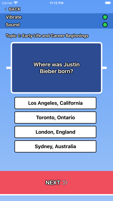 Screenshot 2 of Justin Bieber Trivia App