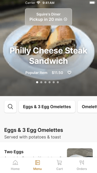 Squire's Diner iPhone screenshot 2 - Food & Drink app