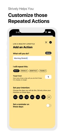 Goals + Habits = Strively iPhone screenshot