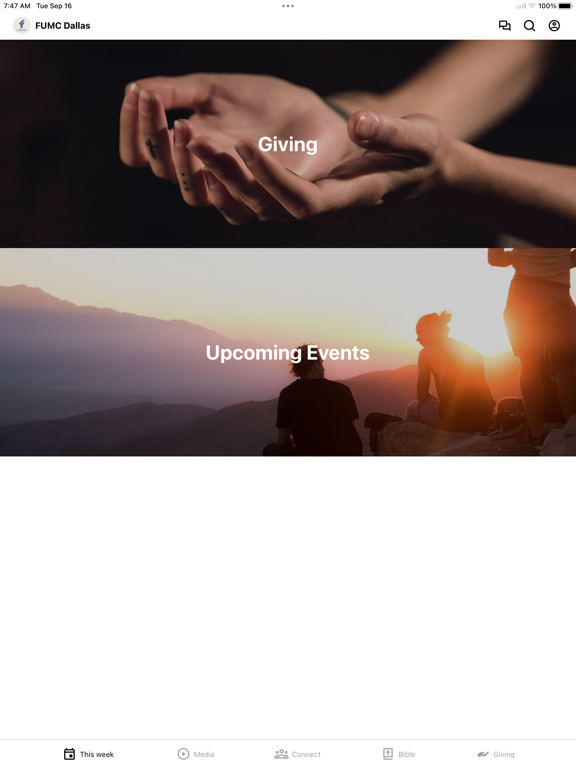 FUMC Dallas iPad screenshot 1 - Education app