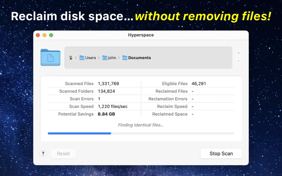 Screenshot 1 of Hyperspace: Reclaim Disk Space 1.5