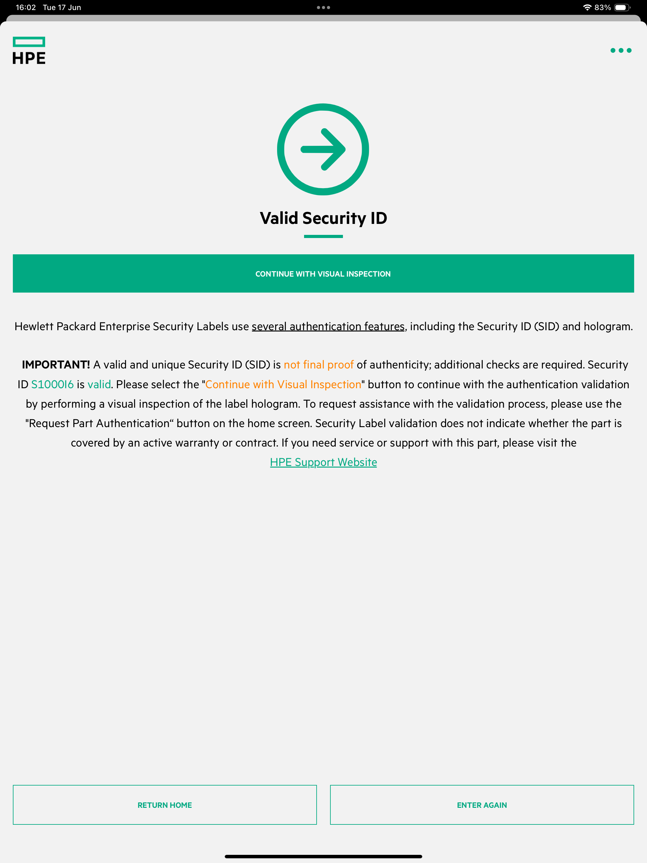 HPE Parts Validation screenshot 11