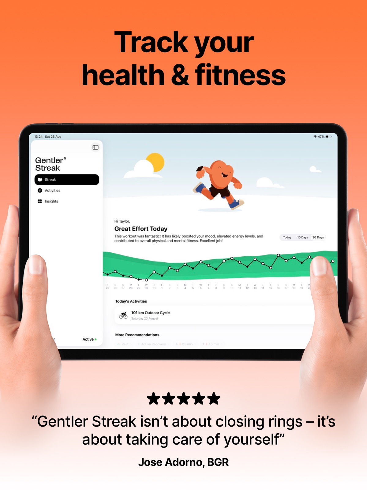 Gentler Streak Workout Tracker ipad screenshot 1