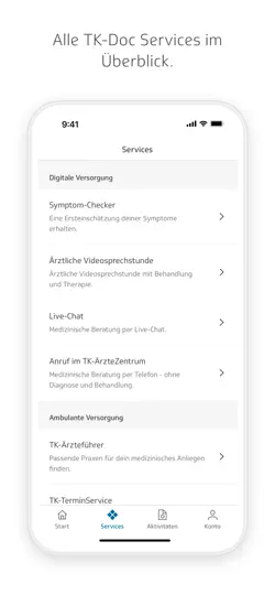 Screenshot von TK-Doc auf dem iPhone 5
