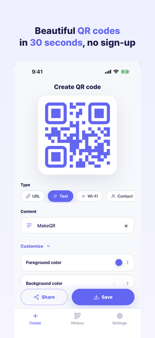 MakeQR – QR Code Generator Screenshot 1 of 6