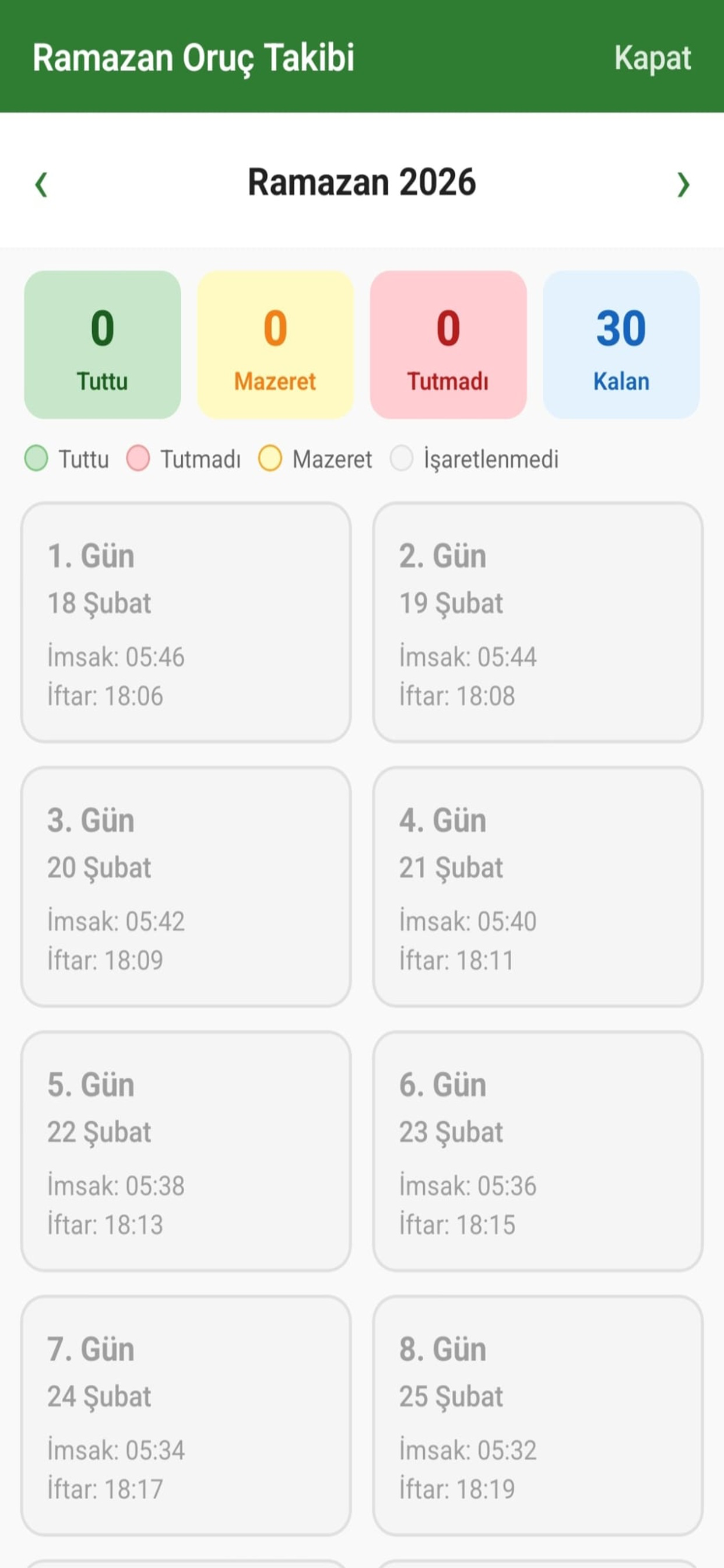 Namaz Vakti - İbadet Takibi
