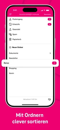 Screenshot von Telekom Mail – E-Mail App auf dem iPhone 4