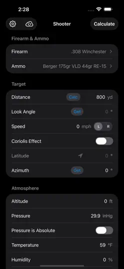 Скриншот Shooter: Ballistic Calculator на iPhone 4