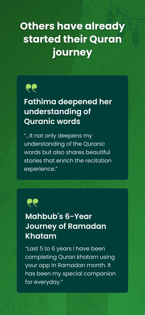 Al Quran (Tafsir & by Word) - Explore authentic testimonials highlighting users' journeys and the app's impact on their Quranic understanding and reading habits.