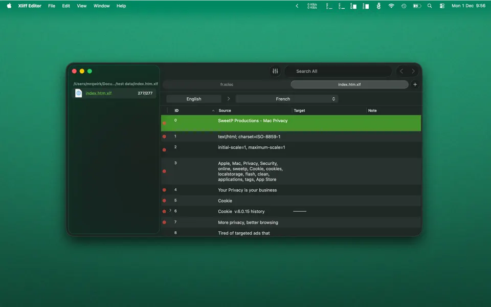 Screenshot 1 of Xliff Editor 3.3.1