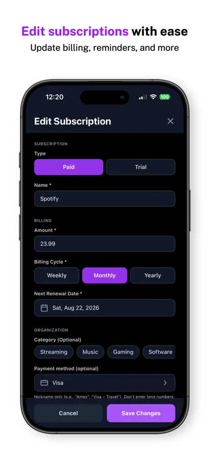 Screenshot 6 von 6 zu CancelCue Subscription Tracker