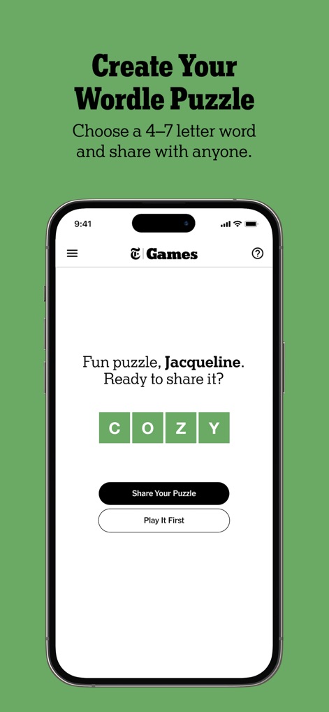 NYT Games: Wordle & Crossword - Design personalized Wordle puzzles with customizable word input and effortlessly share them with friends.