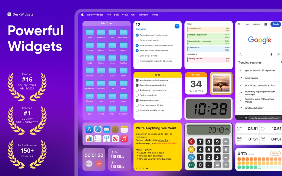 #1. DeskWidgets - Desktop Widgets (macOS) Bởi: 建利 陈