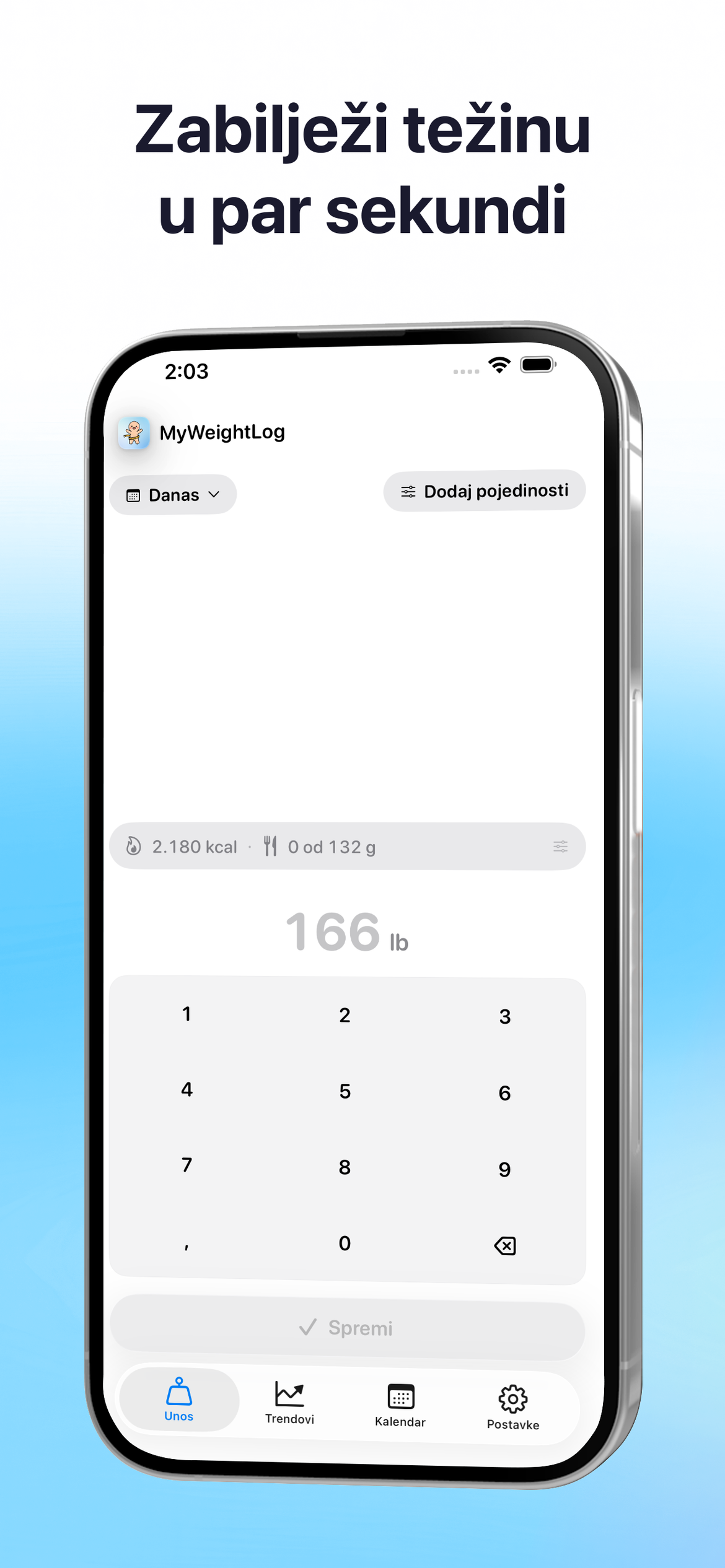 MyWeightLog app screenshot 2