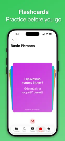 Captura de pantalla de SpeakEasy Russian Phrasebook en iPhone 2