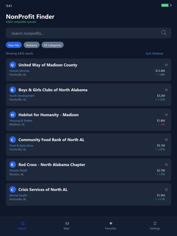 Non-Profit Finder iPad screenshot