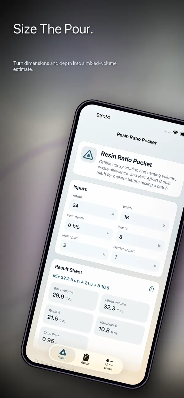 Screenshot #1 pour Resin Ratio Pocket
