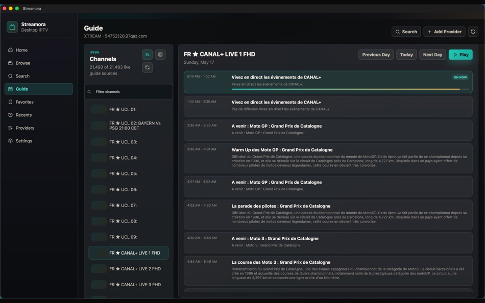 #5. Streamora — Desktop IPTV (macOS) By: Gurinder Bhangu
