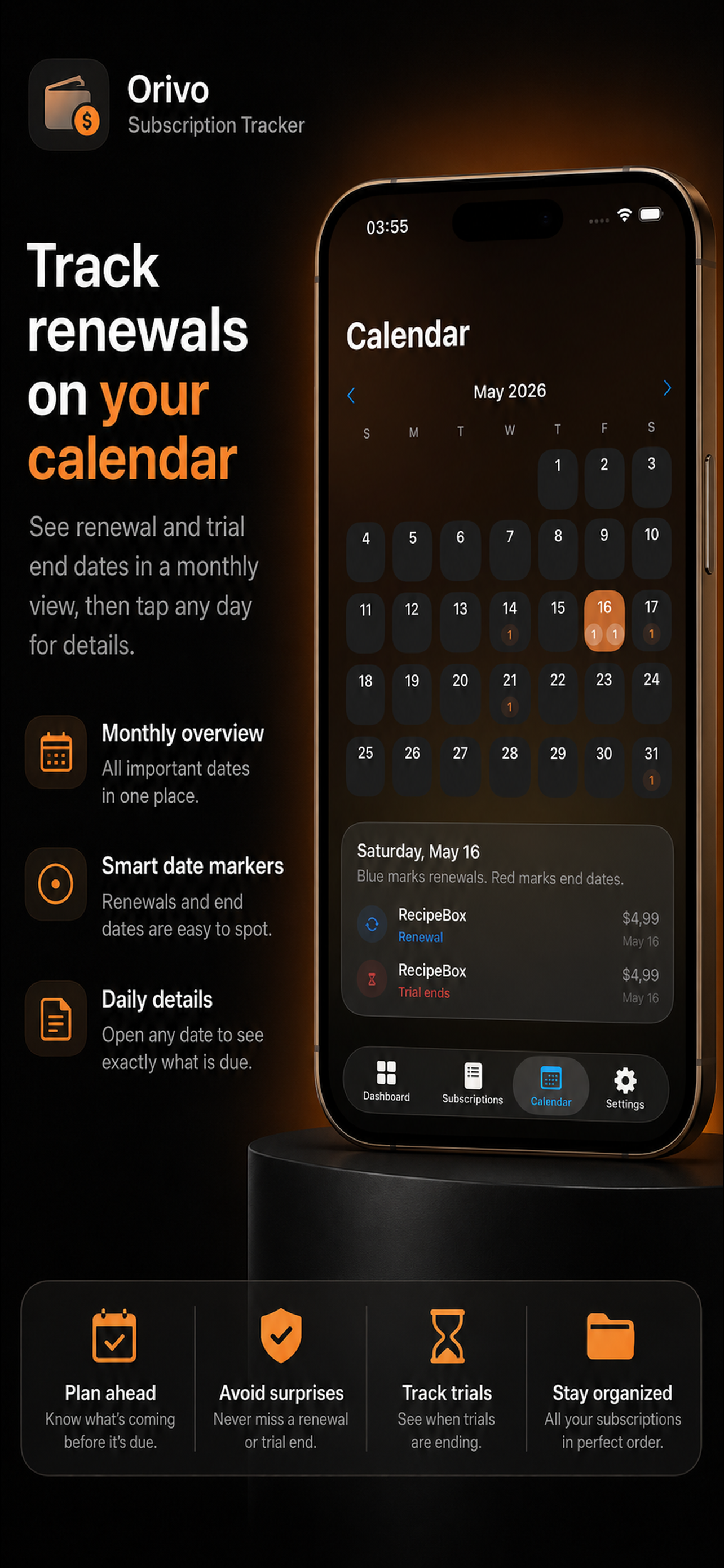 Orivo: Subscription Tracker