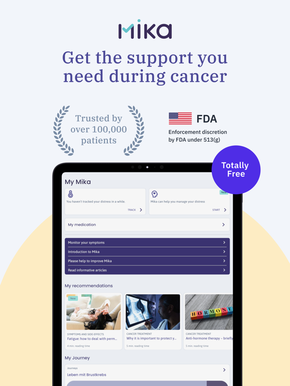 Mika: Cancer Therapy Assistant iPad screenshot 1 - Medical app