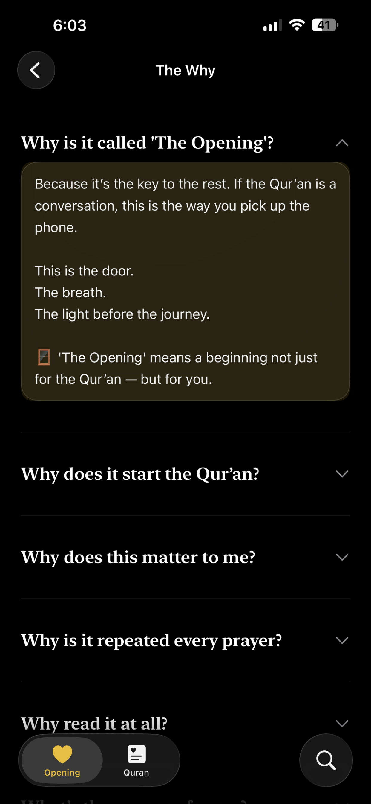 Opening: Quran, Tafsir & Salah
