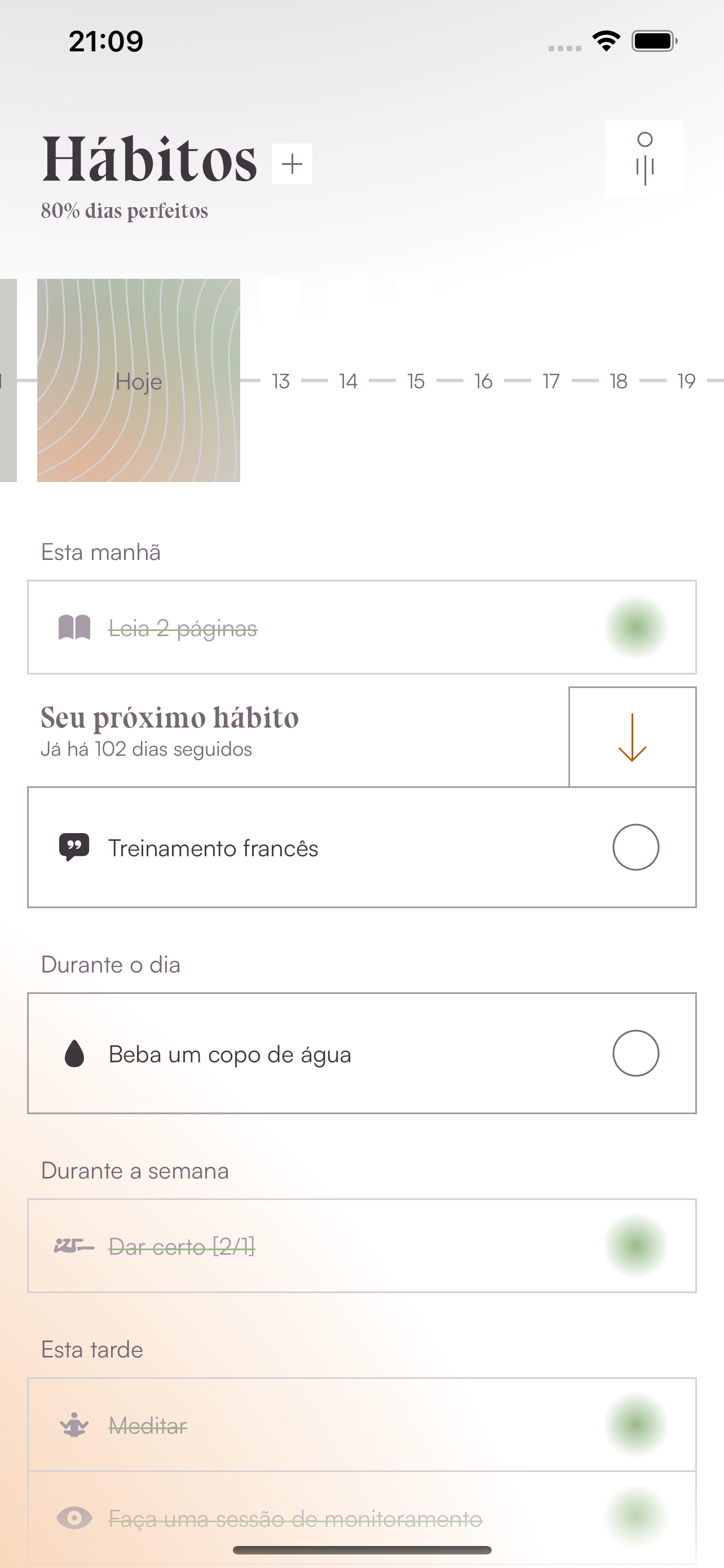 Habitudes, rastreador diário