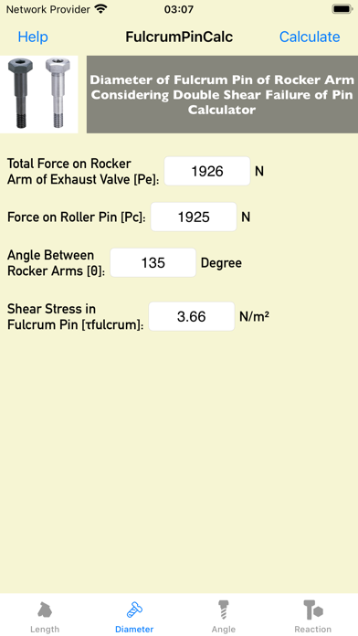 FulcrumPinCalc Screenshot